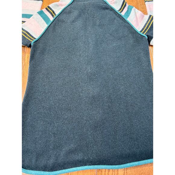 SmartWool Zip Cardigan Deep Green & Stripe Sleeve Sz L Merino SWO19272 - Picture 12 of 12